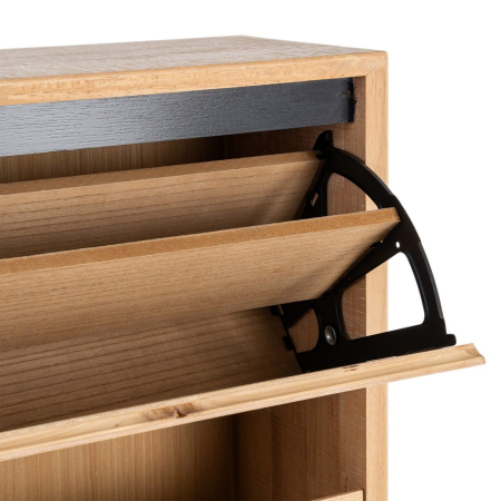 Dulap pentru pantofi din lemn natur cu picioare metalice negre – imagine principală [4]