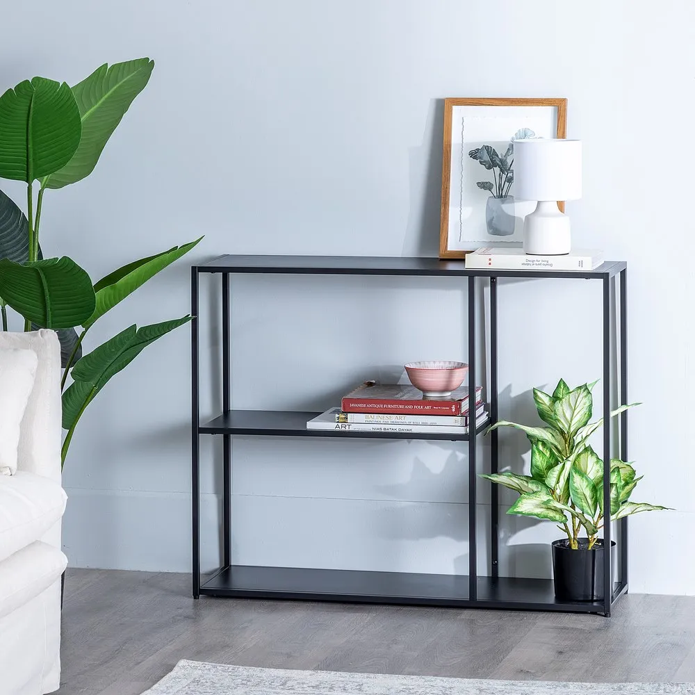 Etajera moderna neagra otel design asimetric | Mobilier living [6]