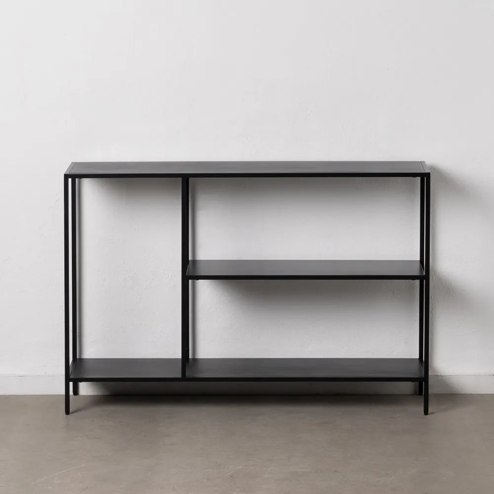 Colectii - Etajera minimalista neagra otel lata | Rafturi spatioase living