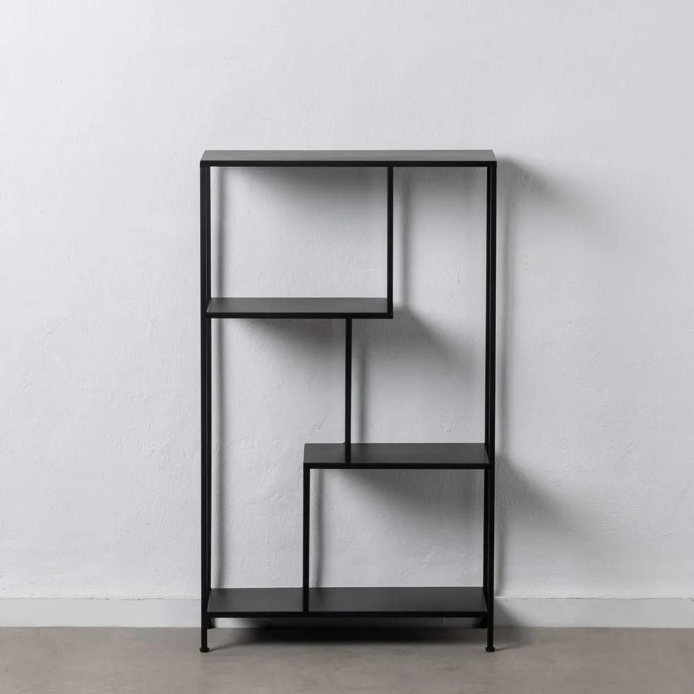 MEGA PROMOTII - Etajera neagra metal rafturi asimetrice | Organizare moderna