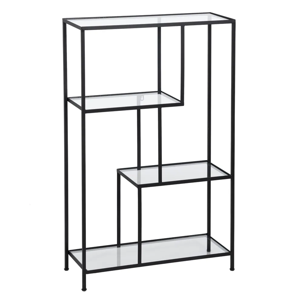 Etajera neagra metal sticla 110 cm | Mobilier minimalist living [1]