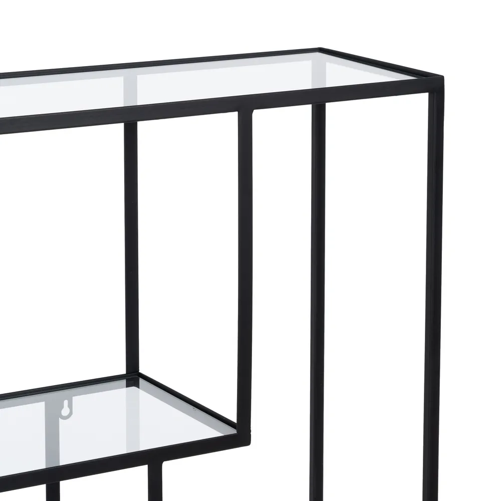 Etajera neagra metal sticla 110 cm | Mobilier minimalist living [4]
