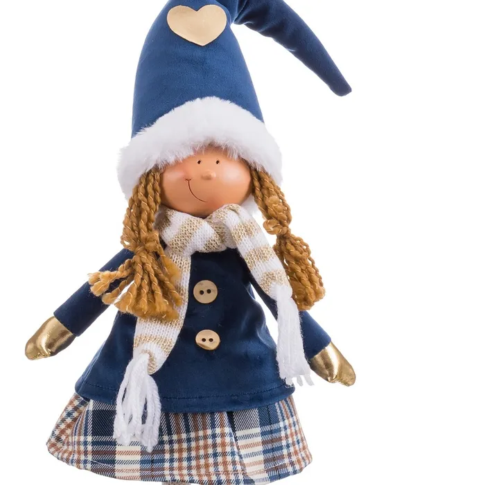 Fetiță decorativă albastru în picioare Crăciun|Decoruri festive colorate [1]