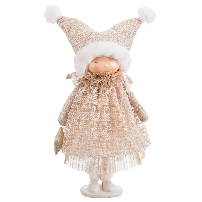 Fetiță decorativă bej poliester Crăciun|Decoruri festive delicate Obiecte decorative - Fetiță decorativă bej poliester Crăciun|Decoruri festive delicate