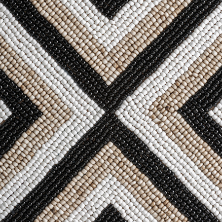 Figura decorativa boho din bambus in nuante neutre cu motiv geometric si suport metalic negru Genhof 30x12x48 cm [1]