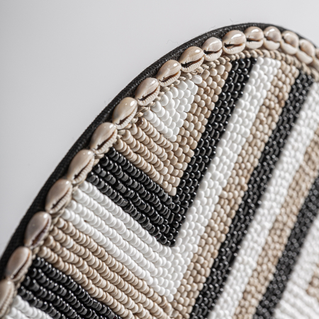 Figura decorativa boho din bambus in nuante neutre cu motiv geometric si suport metalic negru Genhof 30x12x48 cm [2]