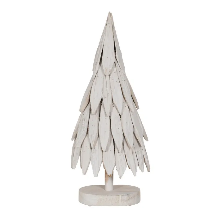 Copac - Figura brad compact alb lemn|Decoratiuni festive compacte