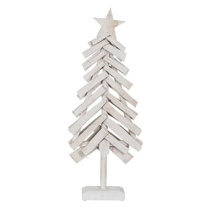Statuete si Sculpturi - Figura brad alb stea lemn paulownia|Decoratiuni festive elegante