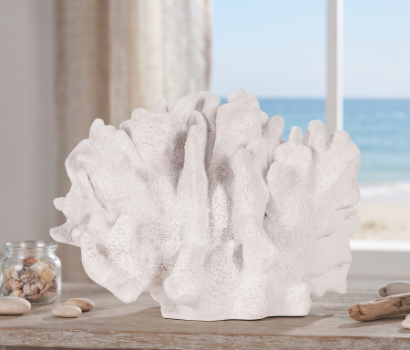 Figurina coral rasina alba contemporana|Decoratiuni marine naturale