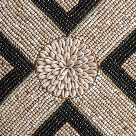 Figura decorativa din bambus in nuante neutre pe suport metalic negru contemporana Kakbe 40x40x57 cm [1]