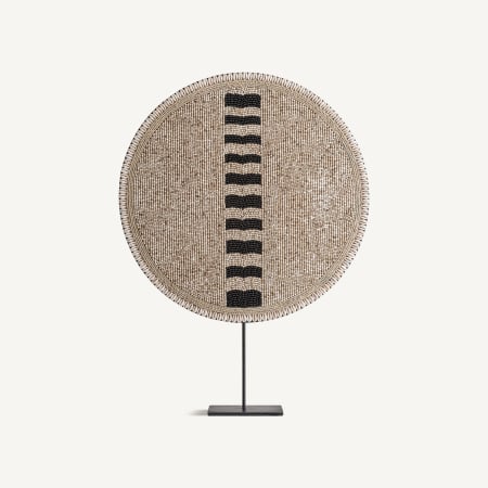 Colectia noua - Figura decorativa din bambus in nuante neutre pe suport metalic negru demontabila Lahae 50x12x65 cm