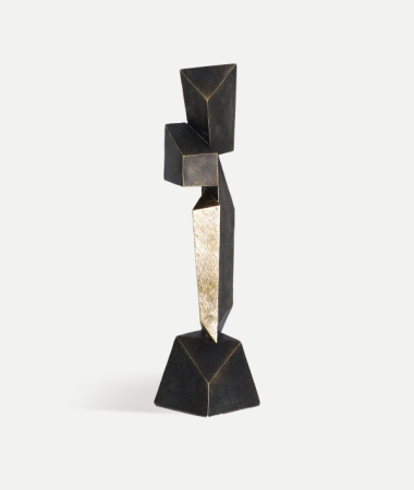 Figurine - Figură decorativă din rășină neagră cu detalii aurii Vertex – sculptură geometrică modernă