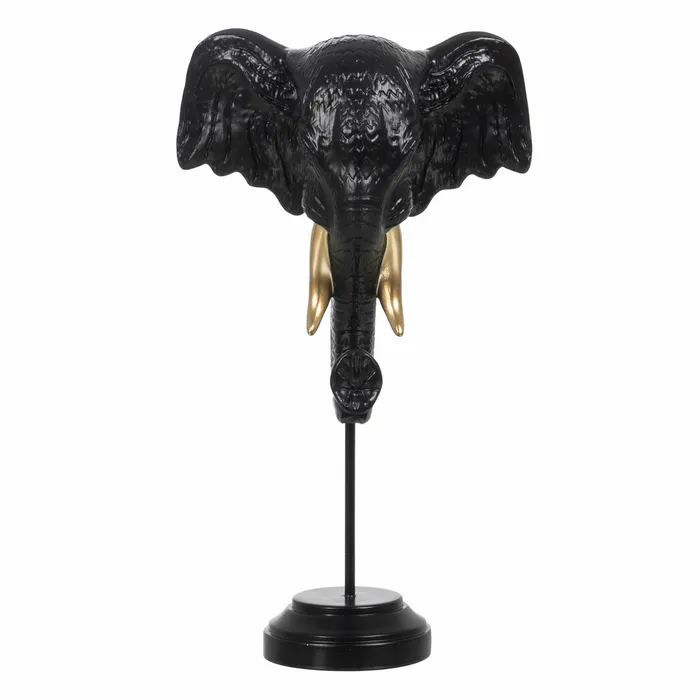 Statuete si Sculpturi - Cap de elefant polirășină negru-auriu|Decoruri exotice moderne