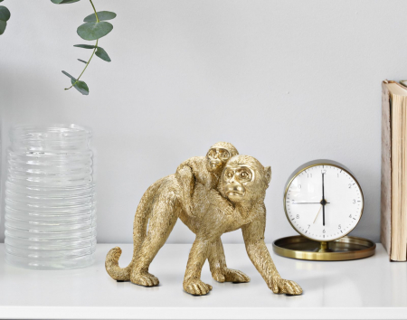 Figurina Maimuta cu pui aurie | Statueta decorativa dragoste | CreativDeco.ro [4]