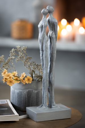 Figurina Cuplu spate in spate, rasina, gri - creativdeco.ro [1]