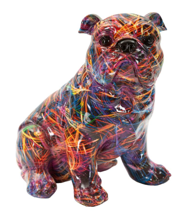 Statuete si Sculpturi - Figurina decorativa Bulldog multicolor din polirasina