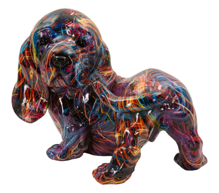 Statuete si Sculpturi - Figurina decorativa teckel multicolor din polirasina