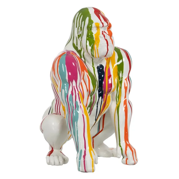 MEGA PROMOTII - Figurină gorilă artistică rășină vibrantă|Decoruri de impact moderne