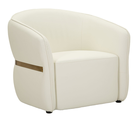 Mobilier - Fotoliu alb tapițat cu design curbat și detalii aurii modern