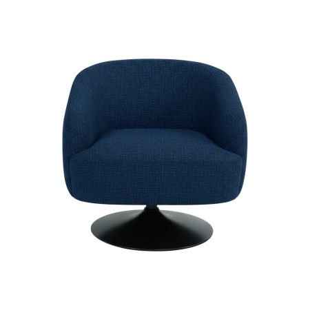 Fotolii - Fotoliu tapitat albastru cu brațe și bază metalică interior