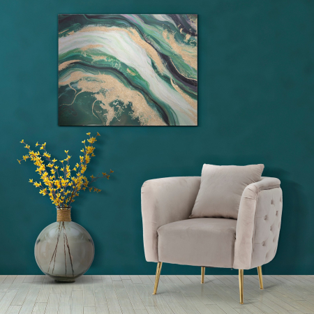Fotoliu Bej din catifea cu picioare aurii Bucuresti | creativdeco.ro [1]