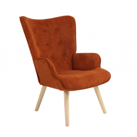 Fotolii - Fotoliu Amica cărămiziu cu picioare conice din lemn – stil scandinav elegant