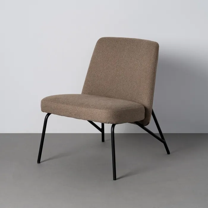 Fotolii in Stil Scandinav - Fotoliu compact tapițat kaki cu bază metalică neagră