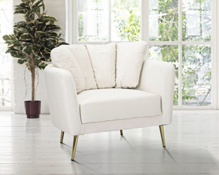 Fotoliu Kiev crem in stil Glamour cu picioare aurii. Fotolii confortabile pentru living si dormitor. Mobilier elegant si sofisticat CreativDeco. [1]