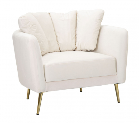 Fotolii - Fotoliu Kiev crem in stil Glamour cu picioare aurii. Fotolii confortabile pentru living si dormitor. Mobilier elegant si sofisticat CreativDeco.