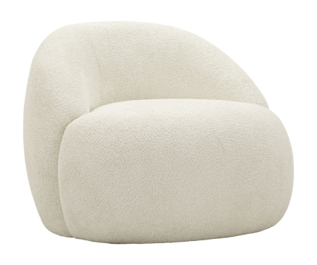 Mobilier - Fotoliu rotunjit tapitat stofa boucle alba 81 cm