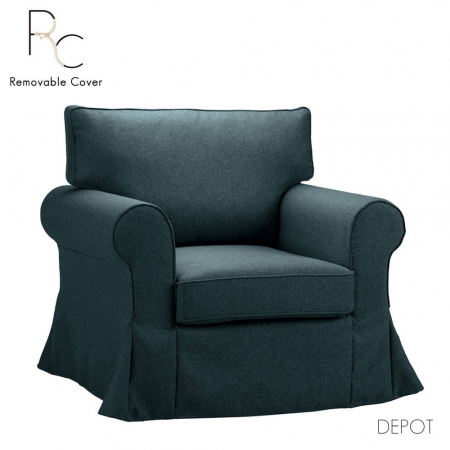 Fotolii - Fotoliu cu husă Ashley albastru – întreținere ușoară și design elegant