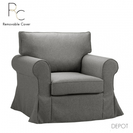Fotolii - Fotoliu cu husă Ashley argintiu – design country și întreținere ușoară