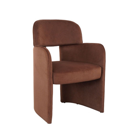 Mobilier - Fotoliu din catifea maro cu structură metalică
