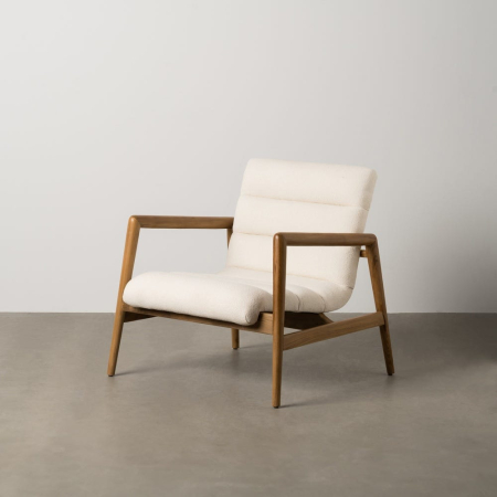 Scandinav - Fotoliu tapițat tec pentru lounge sau cameră oaspeți|Scaune moderne cu structură naturală