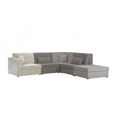 Fotoliu modular gri Mexico Puro – imagine frontală cu pernă inclusă și tapițerie textilă [1]