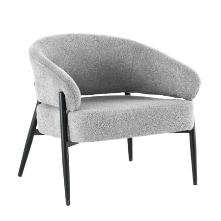 Mobilier - Fotoliu din stofă bucle gri cu picioare metalice negre