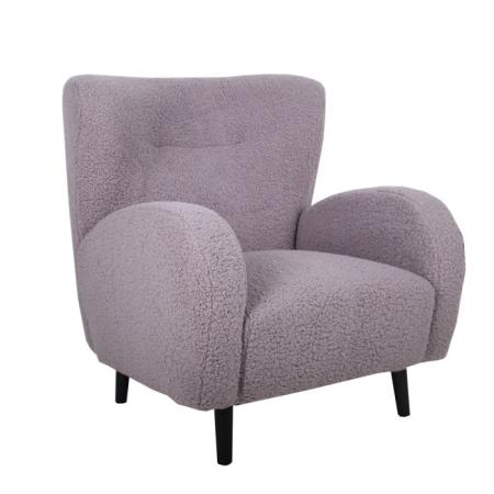 Mobilier - Fotoliu din stofă bucle gri deschis cu picioare din lemn negre