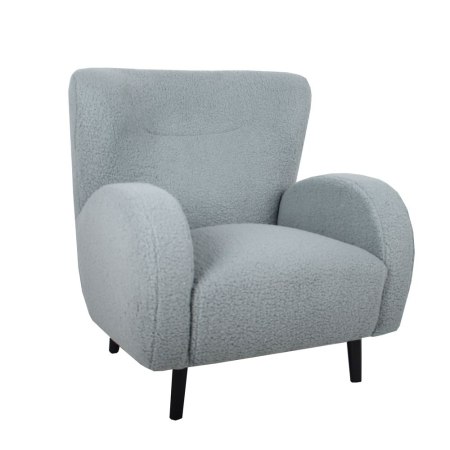 Mobilier - Fotoliu din stofă bucle gri mentă cu picioare din lemn negre