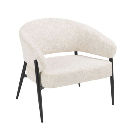 Mobilier - Fotoliu din stofă crem tip in cu picioare metalice negre