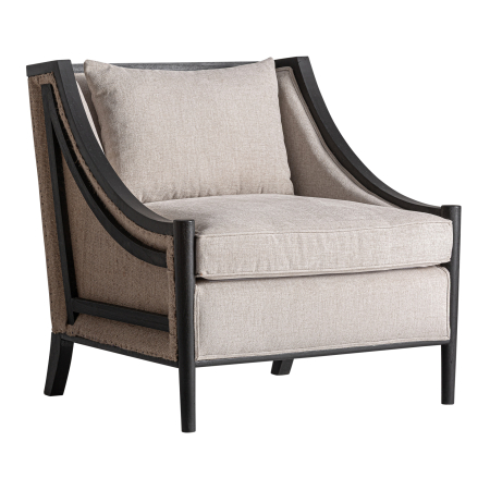 Mobilier - Fotoliu din stofă de in neagră și lemn mindi bej Seyches