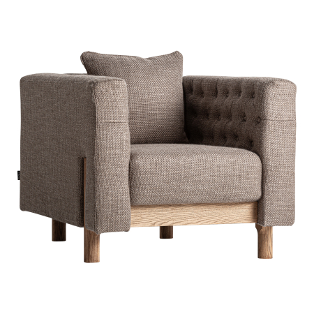 Fotolii in Stil Colonial - Fotoliu din stofă gri texturată cu structură din lemn