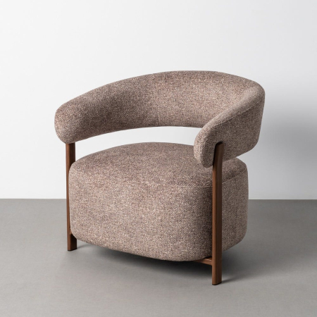 Mobilier - Fotoliu din stofă maro deschis cu cadru metalic maro