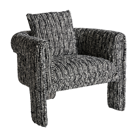 Contemporan - Fotoliu din stofă neagră texturată cu design compact