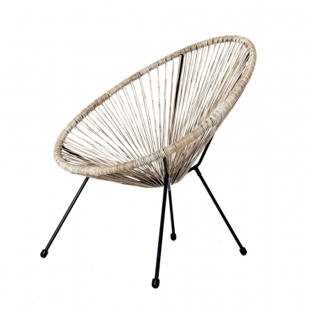 Mobilier Gradina - Fotoliu Acapulco negru cu picioare metalice și ratan sintetic