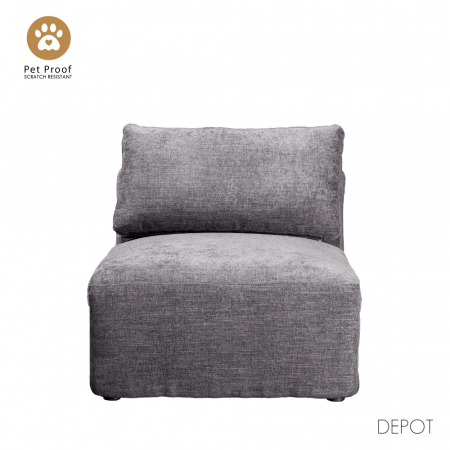 Stil de design - Fotoliu Box gri – vedere oblică cu decor minimalist