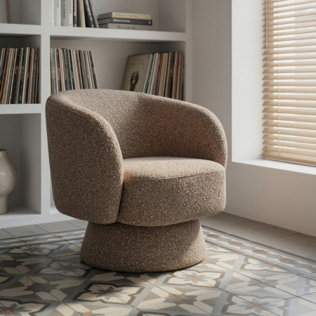 Fotolii - Fotoliu HoReCa tapițat bej cu formă rotunjită