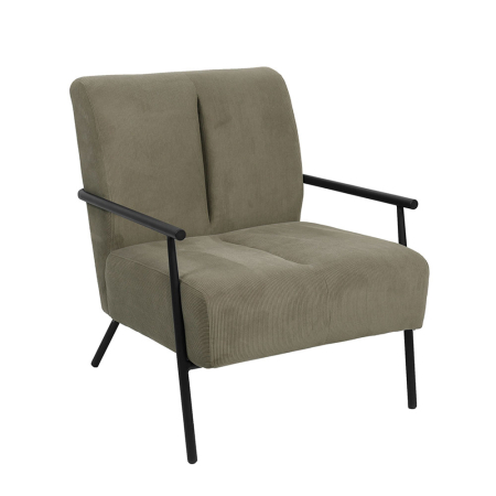 Fotolii - Fotoliu living din catifea raiată khaki cu structură metalică neagră KIOTO