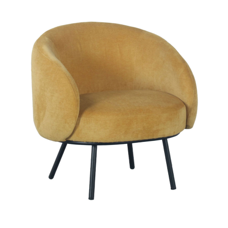 Fotolii - Fotoliu living elegant modern tapițat catifea galben muștar cu picioare metalice negre MALU