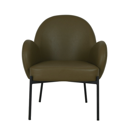 Fotolii - Fotoliu living modern tapițat piele ecologică verde cu picioare metalice negre SCOTCH