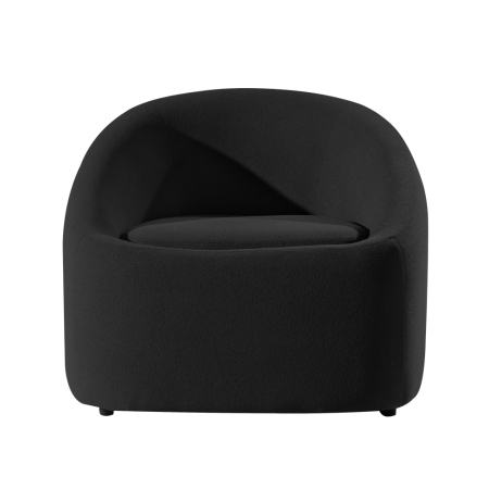 Fotolii - Fotoliu living rotund tapițat bouclé gri închis cu structură din lemn fag